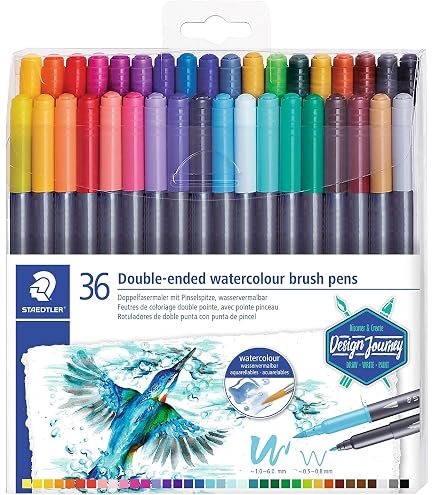 Amazon.com: Staedtler Double-Ended Watercolour Brush Pens, Ideal